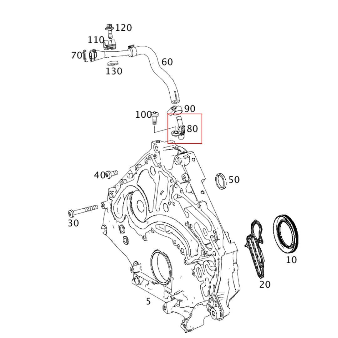 Genuine Mercedes-Benz Crankcase Breather Vent Line Hose Fitting 0099972972