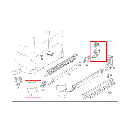 Left and Right Rear Bumper Corners for Sprinter van T1N 2002-2006 9018850302